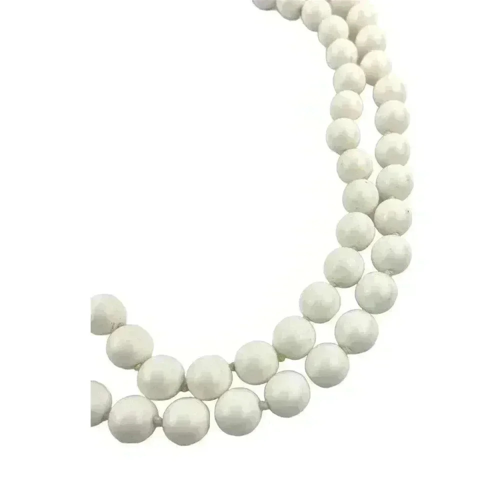 VTG White Bead Layered Necklace Gold Tone Elegant Style 16" - Picture 4 of 12